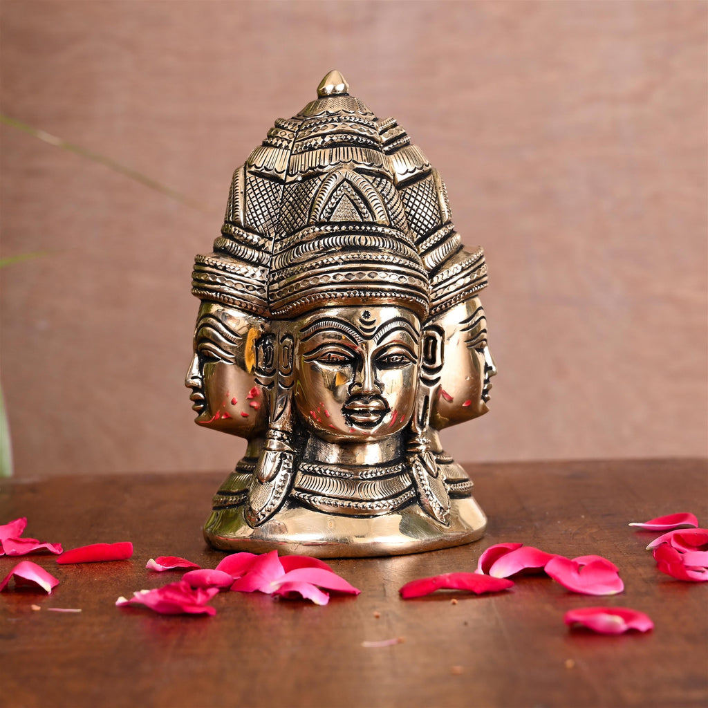 Brass Shiva Four Face Mukhlingam Idol (5 Inch) Vedansh Craft
