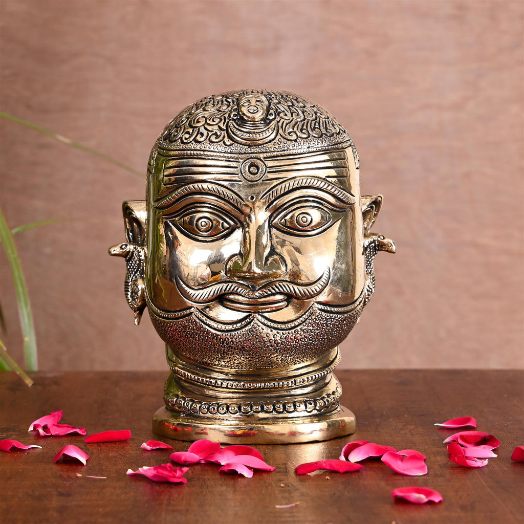 Brass Shiva Mukhlingam Head Idol (6.5 Inch) Vedansh Craft
