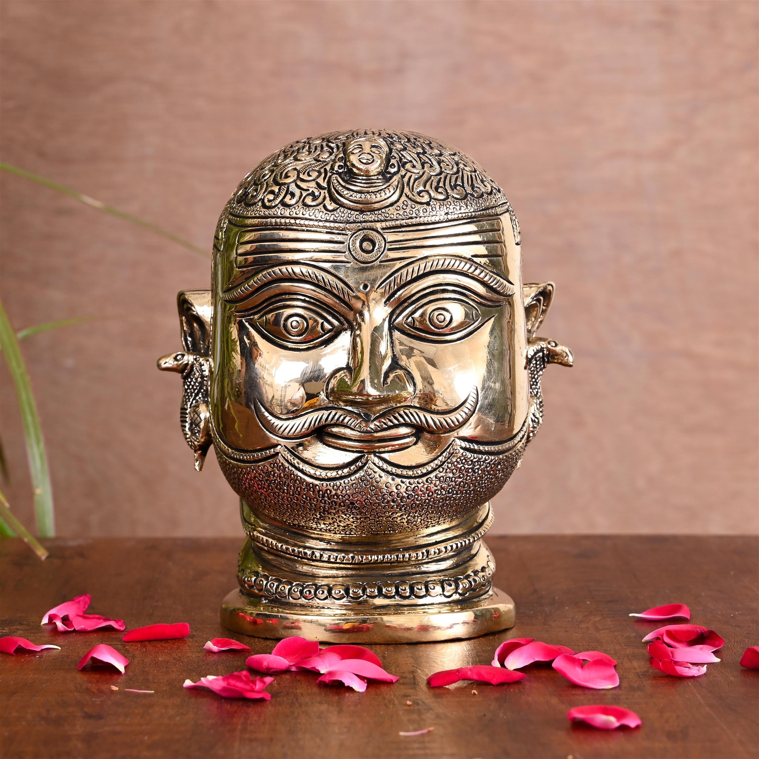 Brass Shiva Mukhlingam Head Idol (6.5 Inch) Vedansh Craft
