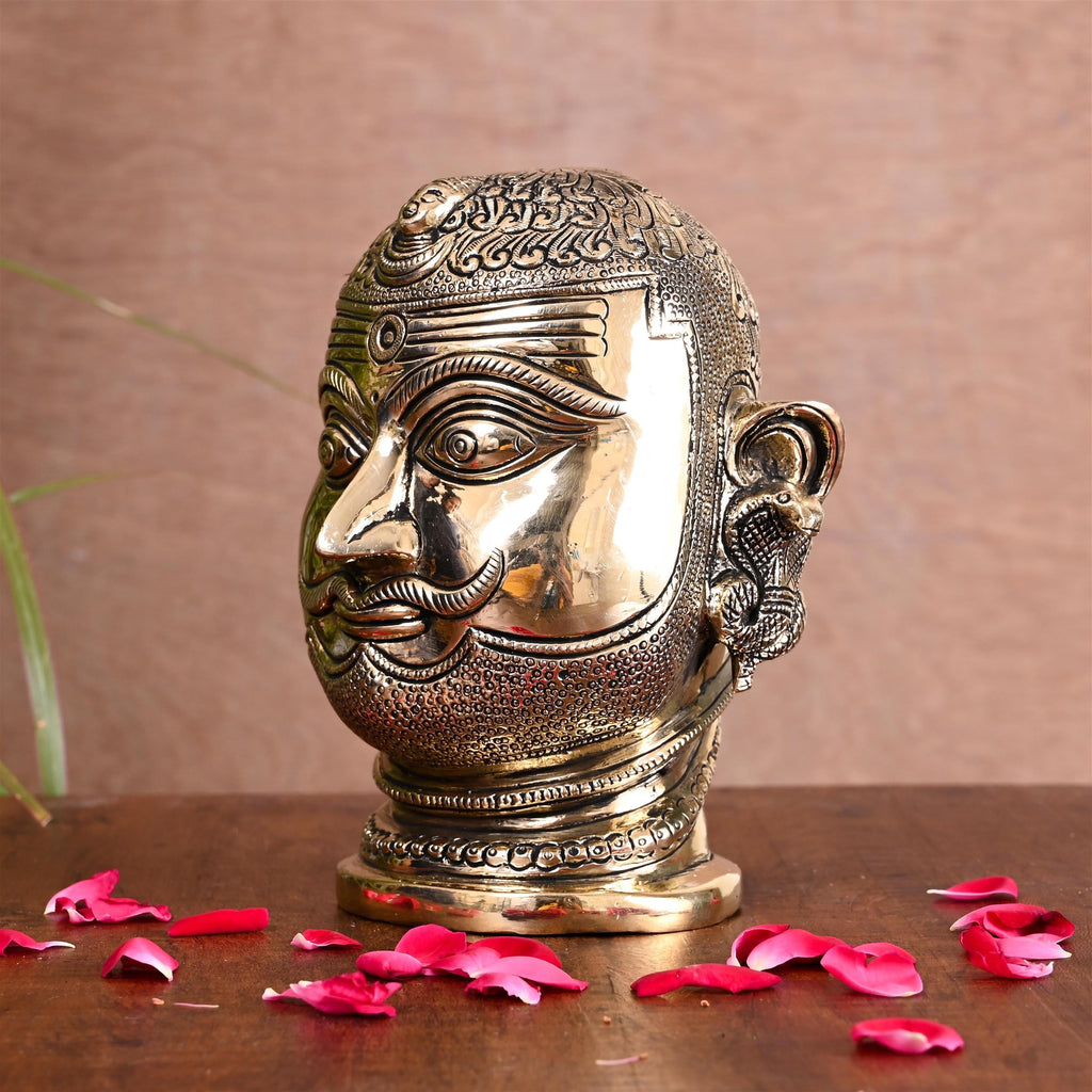 Brass Shiva Mukhlingam Head Idol (6.5 Inch) Vedansh Craft