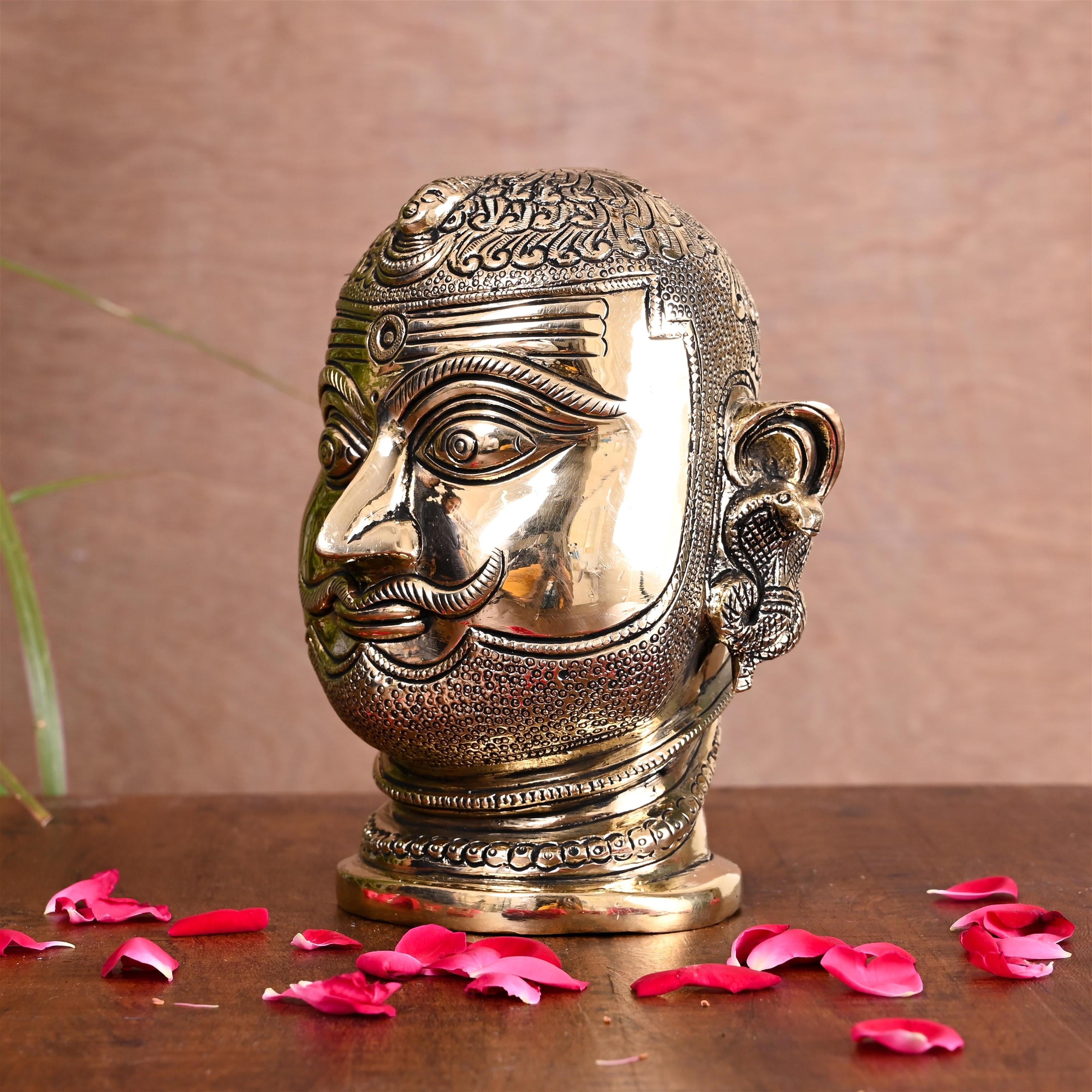 Brass Shiva Mukhlingam Head Idol (6.5 Inch) Vedansh Craft