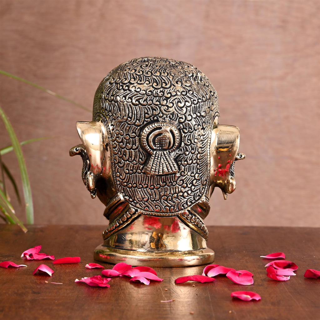 Brass Shiva Mukhlingam Head Idol (6.5 Inch) Vedansh Craft