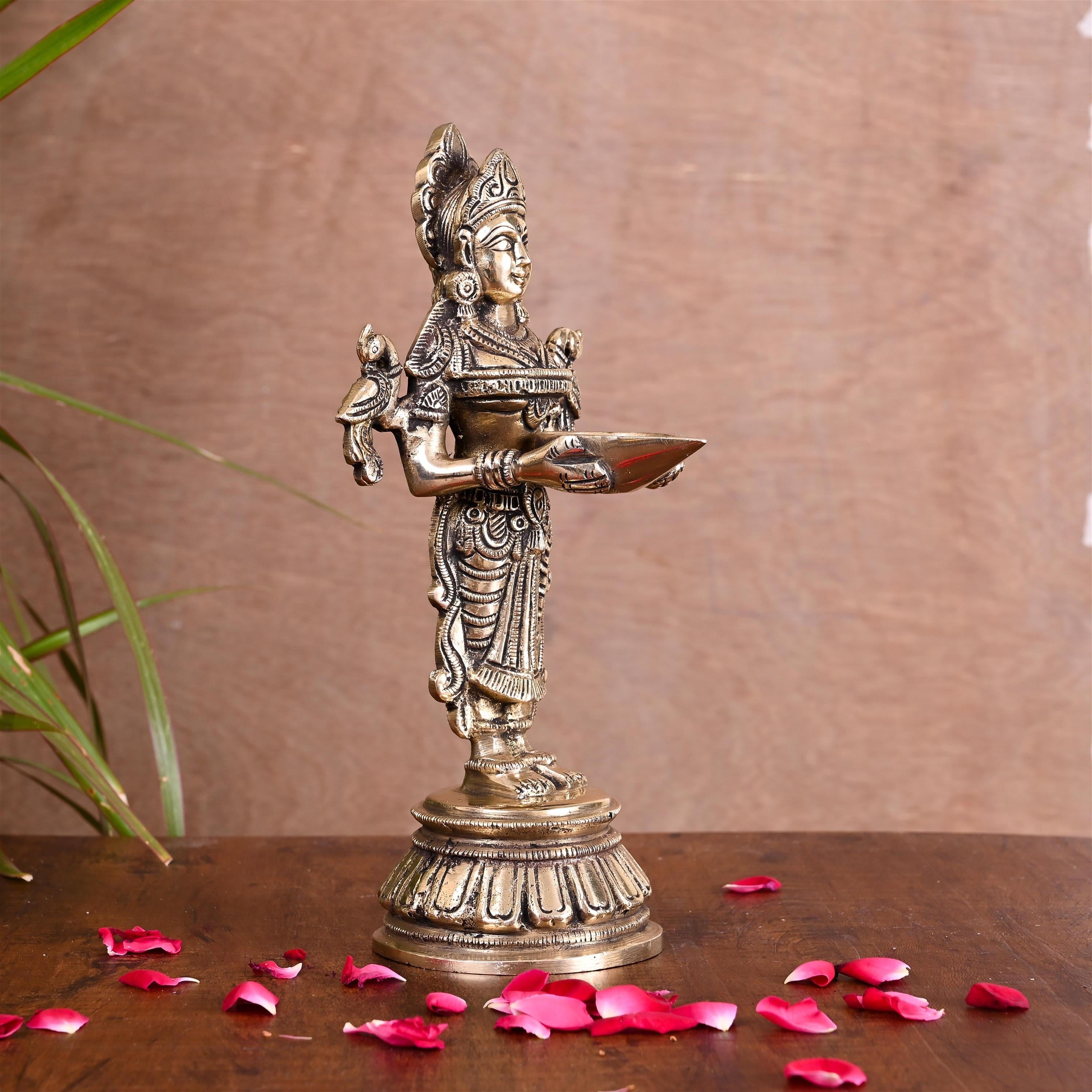 Brass Standing Deep Lakshmi Idol (9.2 Inch) Vedansh Craft