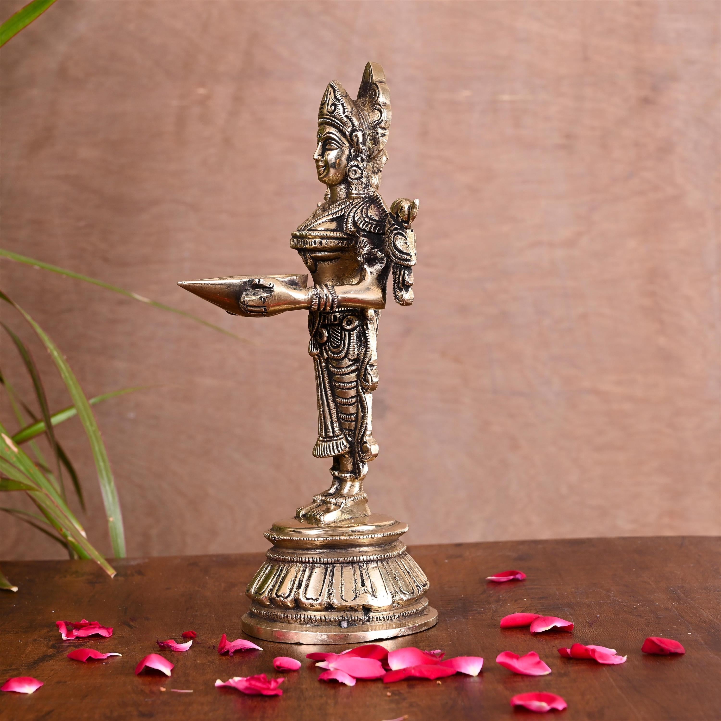 Brass Standing Deep Lakshmi Idol (9.2 Inch) Vedansh Craft