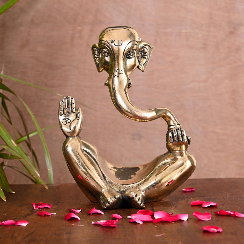 Brass Ganesha Table Top Idol (8.5 Inch) Vedansh Craft