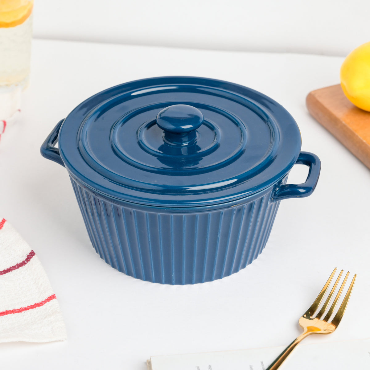 Striped Cooking Pot with Lid Nestasia