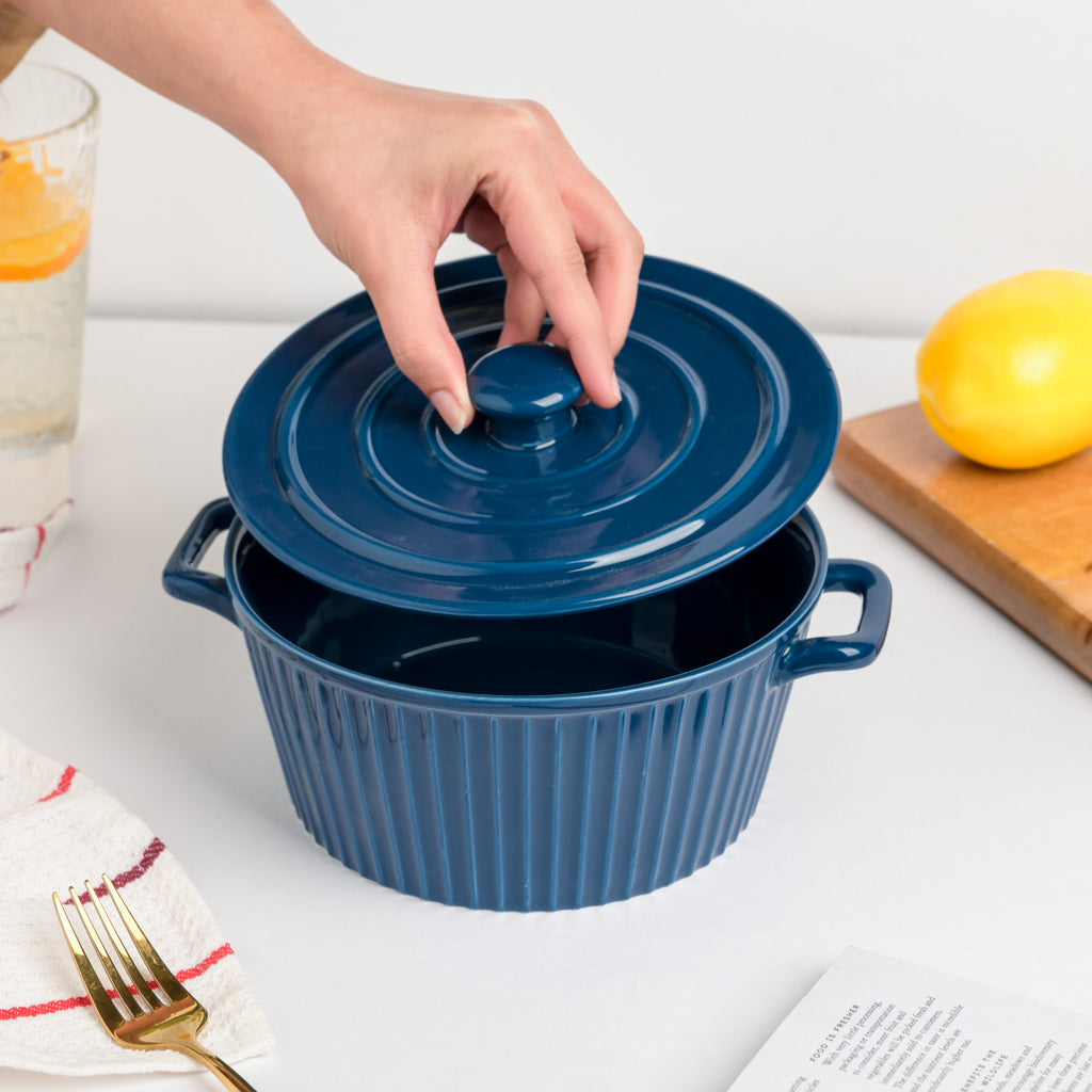 Striped Cooking Pot with Lid Nestasia