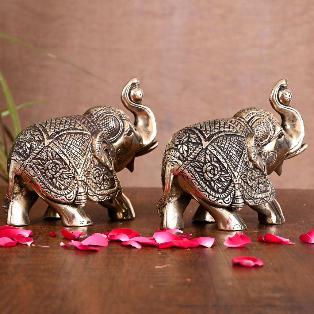 Brass Elephant Statue Pair (4.2 Inch) Vedansh Craft