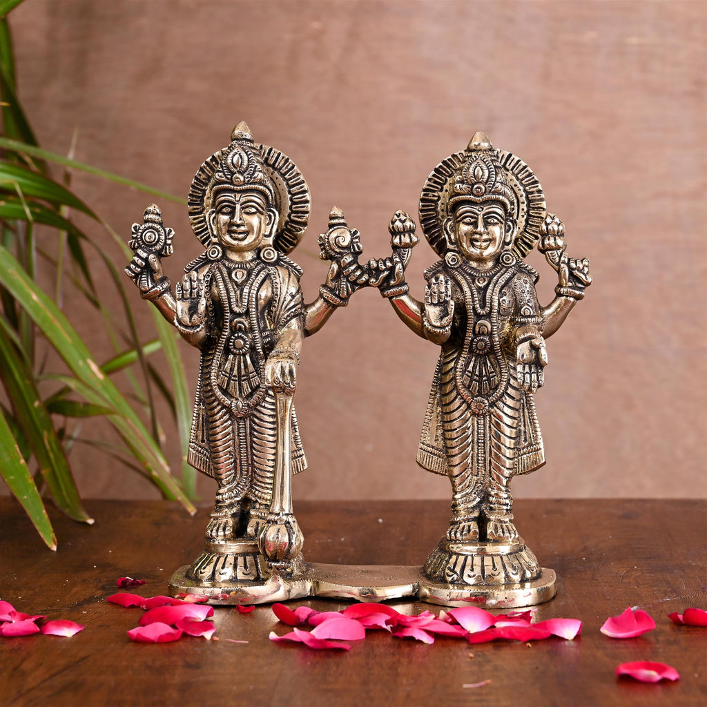 Brass Lord Standing Vishnu Lakshmi Idol (6.5 Inch) Vedansh Craft
