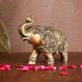 Brass Royal Elephant Statue Home Accent (5.5 Inch) Vedansh Craft