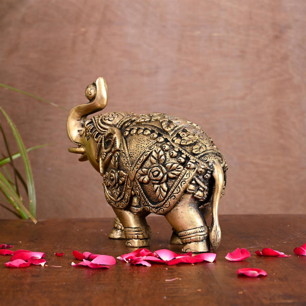 Brass Royal Elephant Statue Home Accent (5.5 Inch) Vedansh Craft