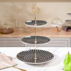 Ebony Ceramic 3 Tier Cupcake Stand Black And White Nestasia