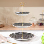 Ebony Ceramic 3 Tier Cupcake Stand Black And White Nestasia