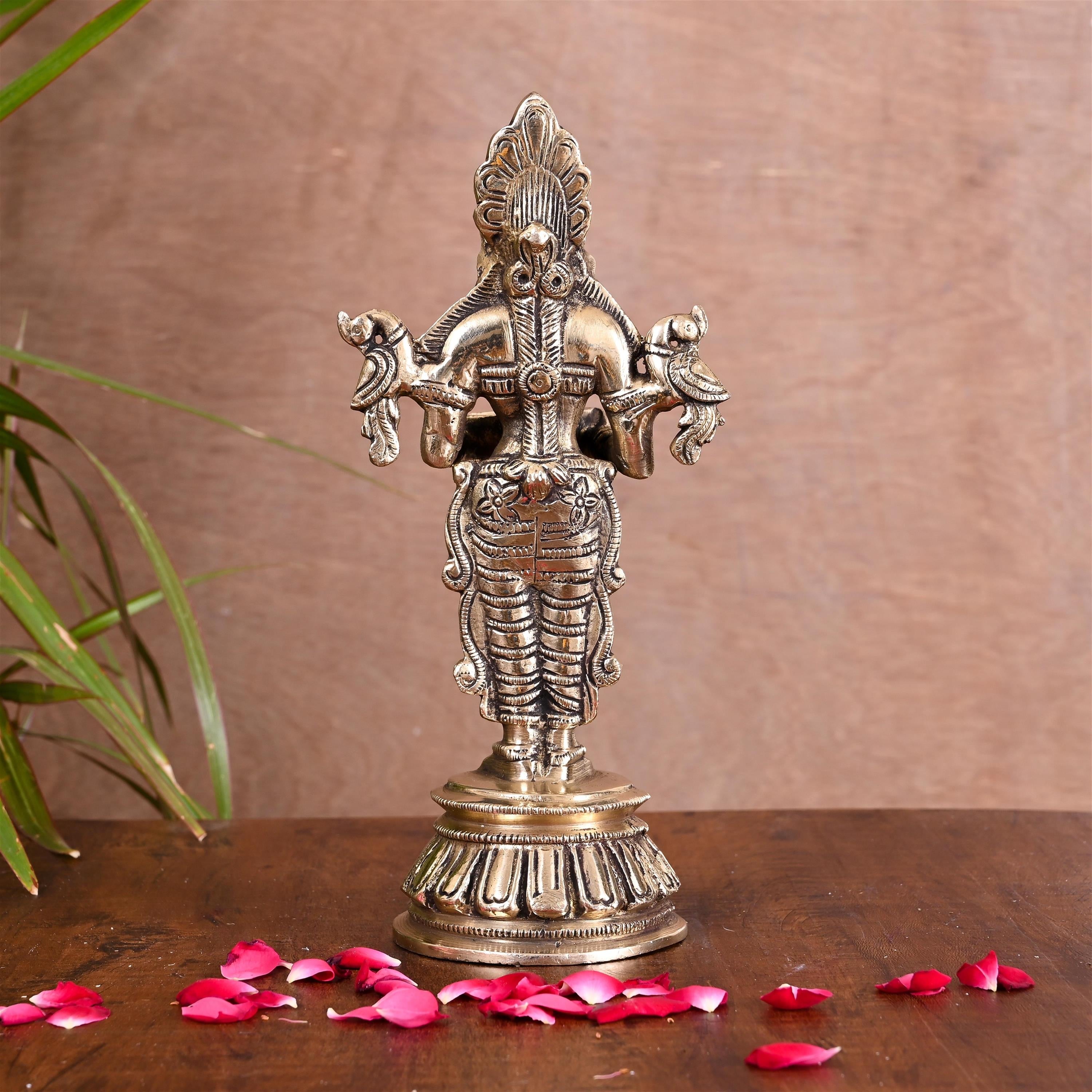 Brass Standing Deep Lakshmi Idol (9.2 Inch) Vedansh Craft