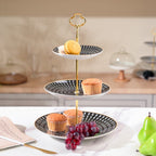 Ebony Ceramic 3 Tier Cupcake Stand Black And White Nestasia