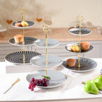 Ebony Ceramic 3 Tier Cupcake Stand Black And White Nestasia