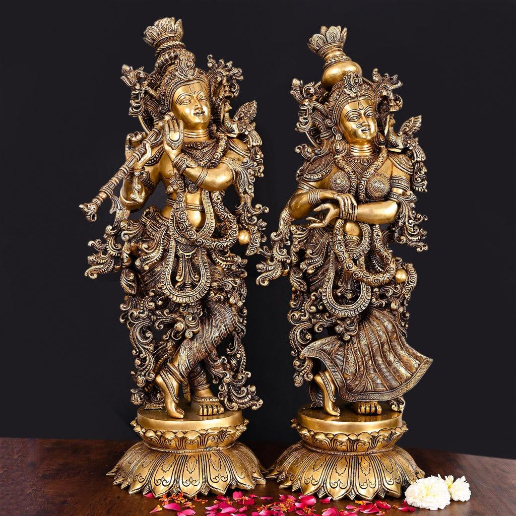 Brass Superfine Standing Radha Krishna Statue Set (27 Inch) Vedansh Craft