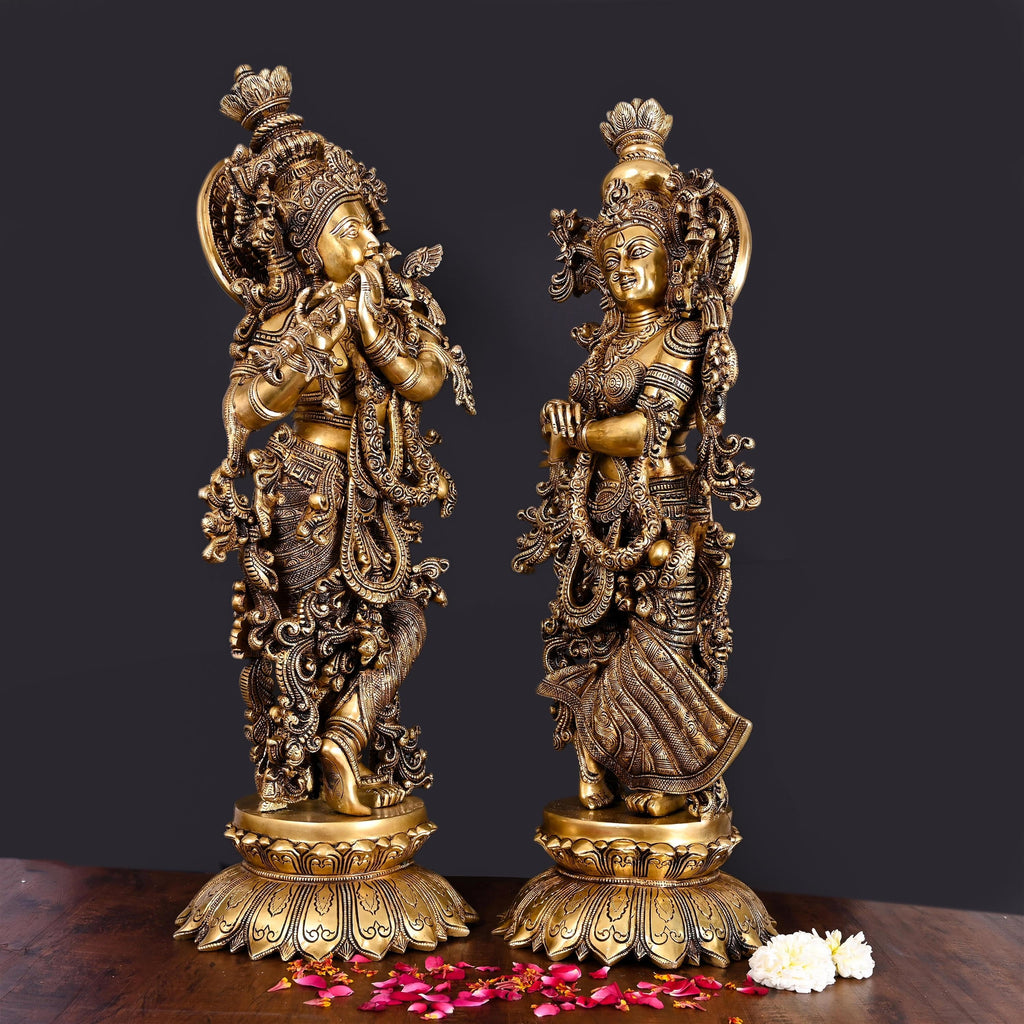 Brass Superfine Standing Radha Krishna Statue Set (27 Inch) Vedansh Craft
