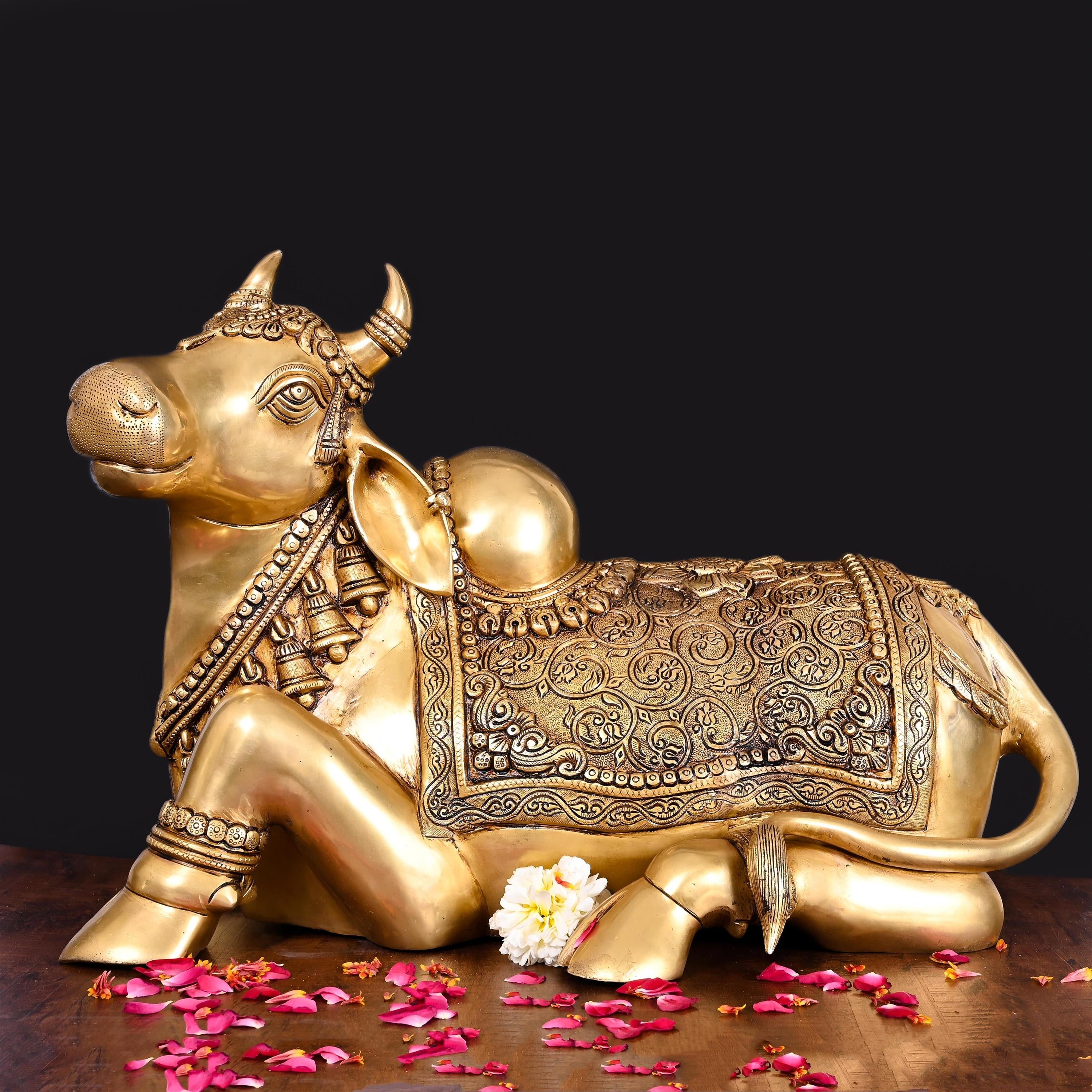 Brass Majestic Nandi Superfine Idol (15 Inch) Vedansh Craft