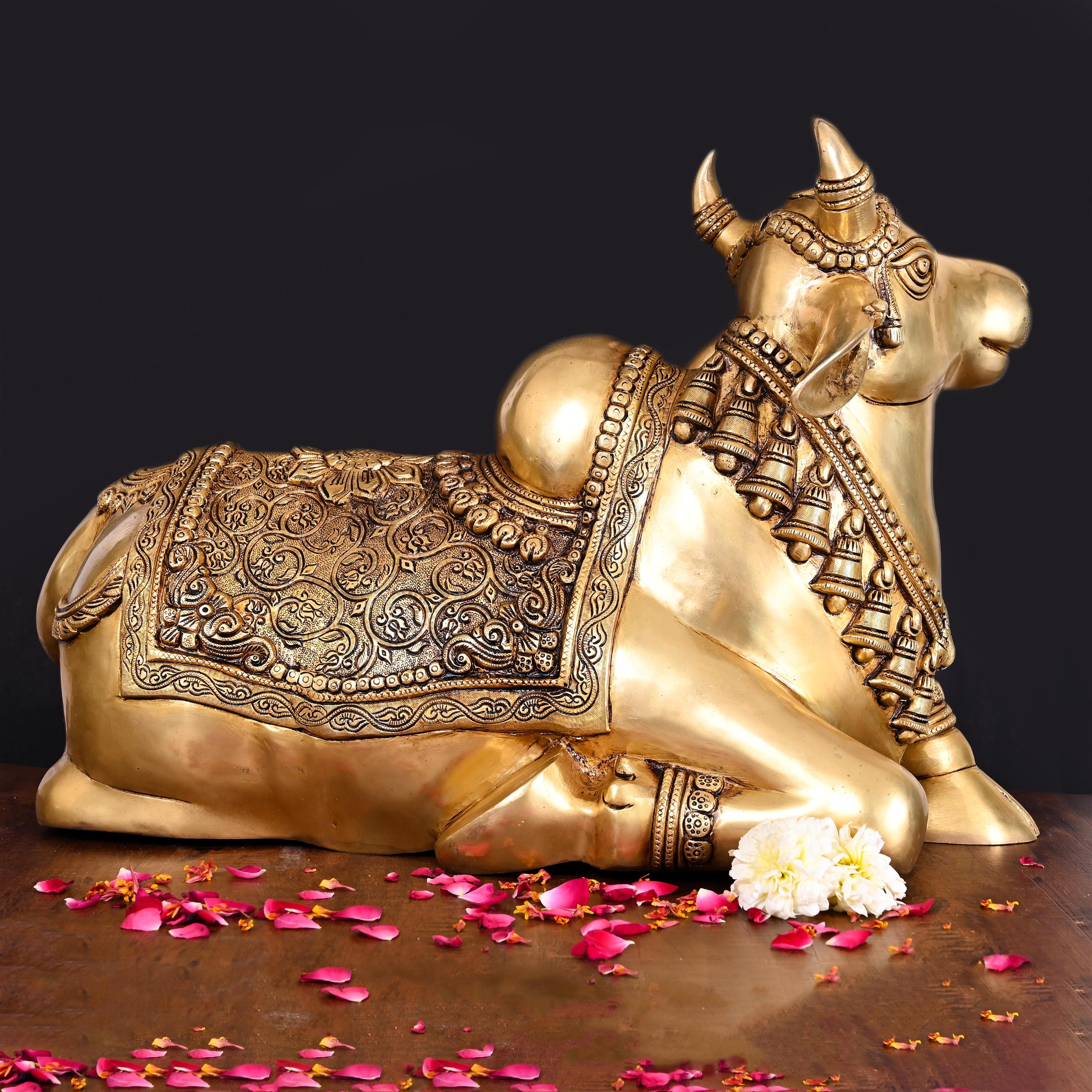 Brass Majestic Nandi Superfine Idol (15 Inch) Vedansh Craft