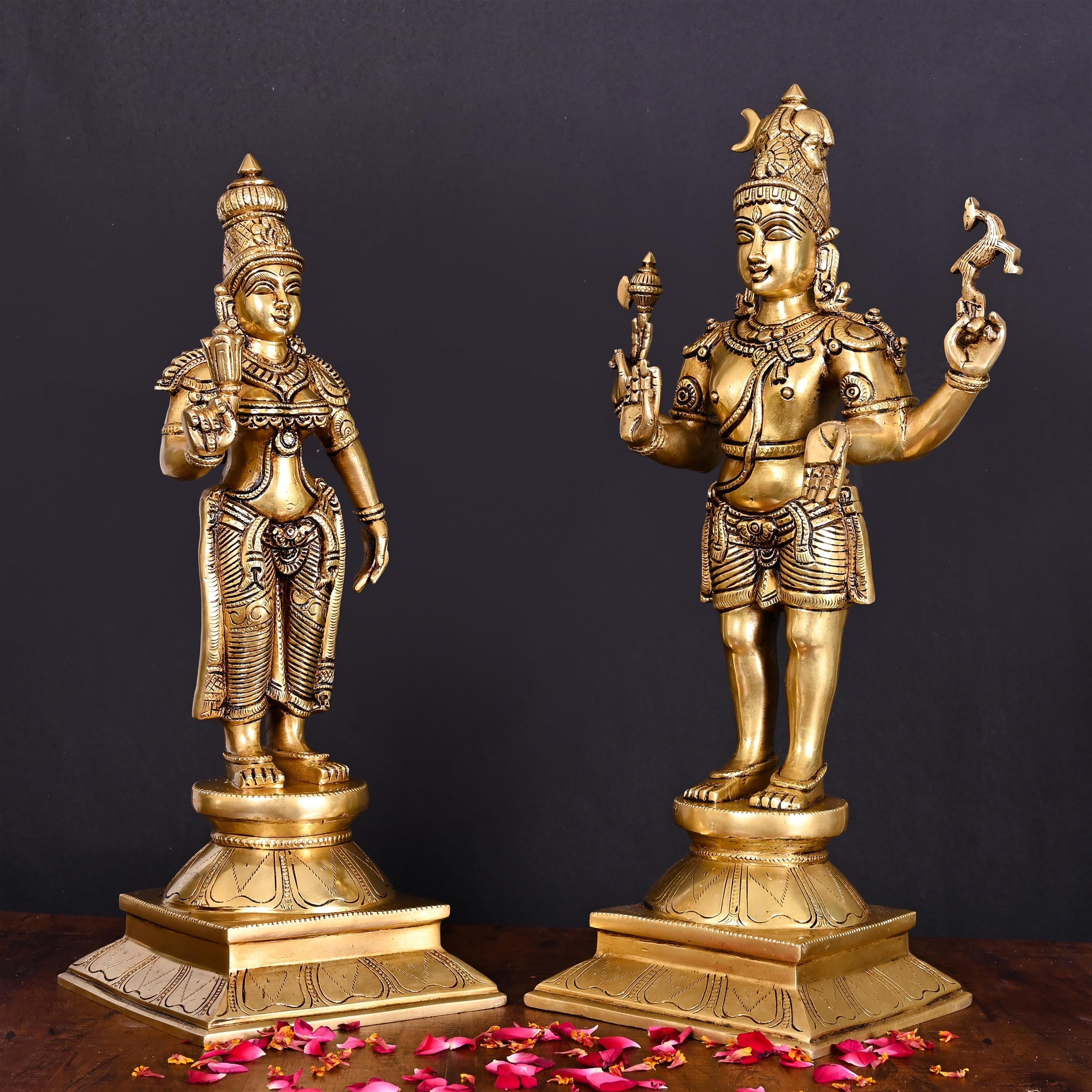 Brass Standing Shiva Parvati Superfine Idols Vedansh Craft