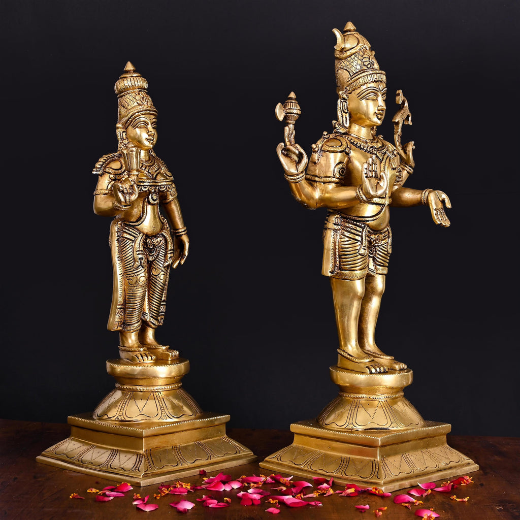 Brass Standing Shiva Parvati Superfine Idols Vedansh Craft