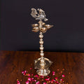 Brass 10 Petal Peacock Long Lamp (17 Inch) Vedansh Craft