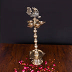 Brass 10 Petal Peacock Long Lamp (17 Inch) Vedansh Craft