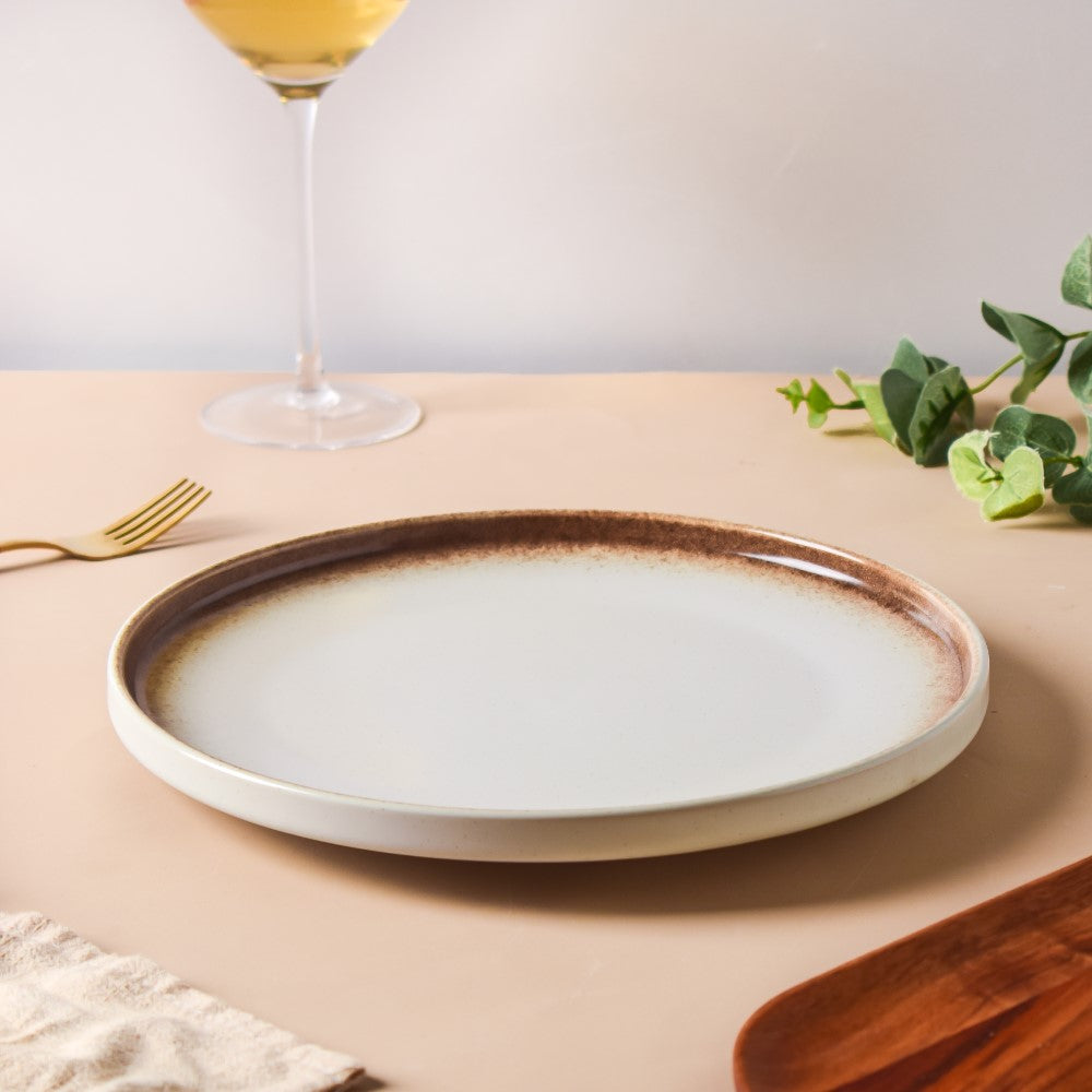 Cavern Clay Ceramic Dinner Plate White Brown 10 Inch Nestasia