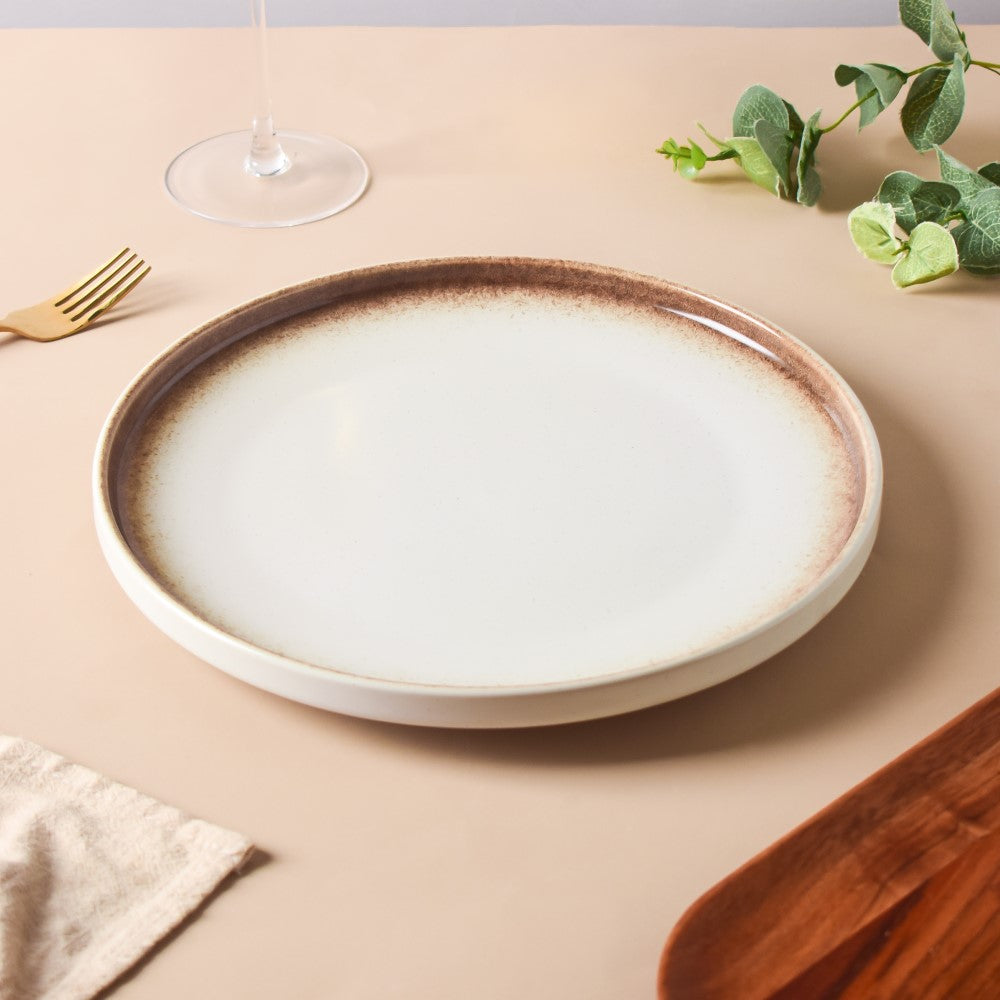 Cavern Clay Ceramic Dinner Plate White Brown 10 Inch Nestasia