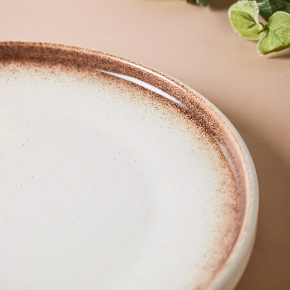 Cavern Clay Ceramic Dinner Plate White Brown 10 Inch Nestasia