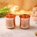 Copper Hand Carved Glass Pair (3.5 Inch) Vedansh Craft