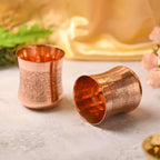 Copper Hand Carved Glass Pair (3.5 Inch) Vedansh Craft