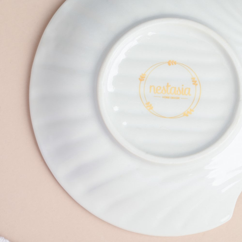Classic Ceramic Sea Shell Snack Plate White Nestasia
