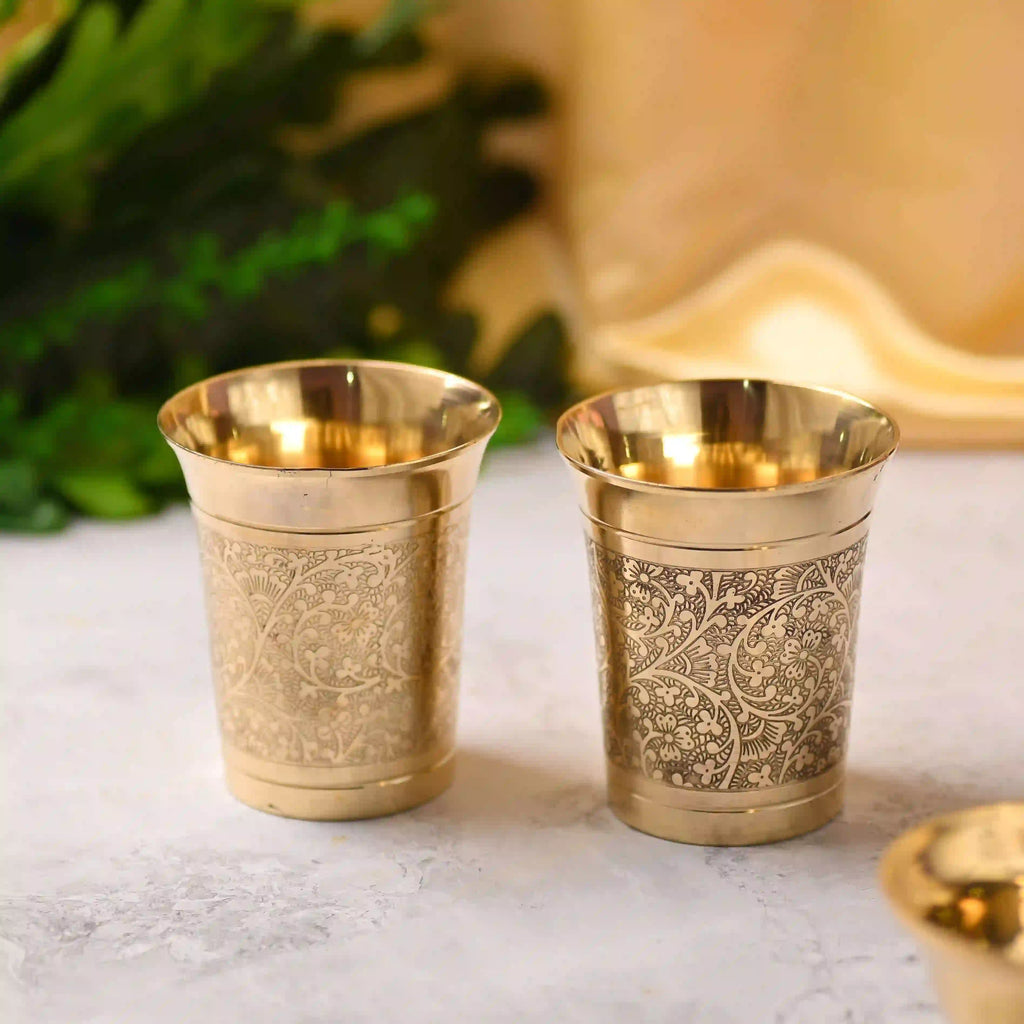 Brass Handcrafted Glass Pair (3.7 Inch) Vedansh Craft