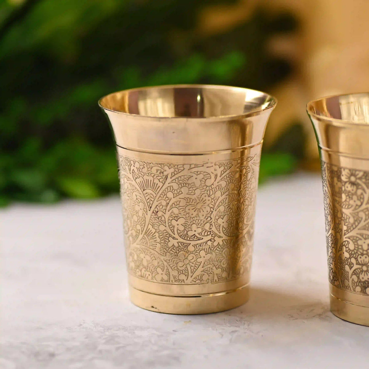 Brass Handcrafted Glass Pair (3.7 Inch) Vedansh Craft