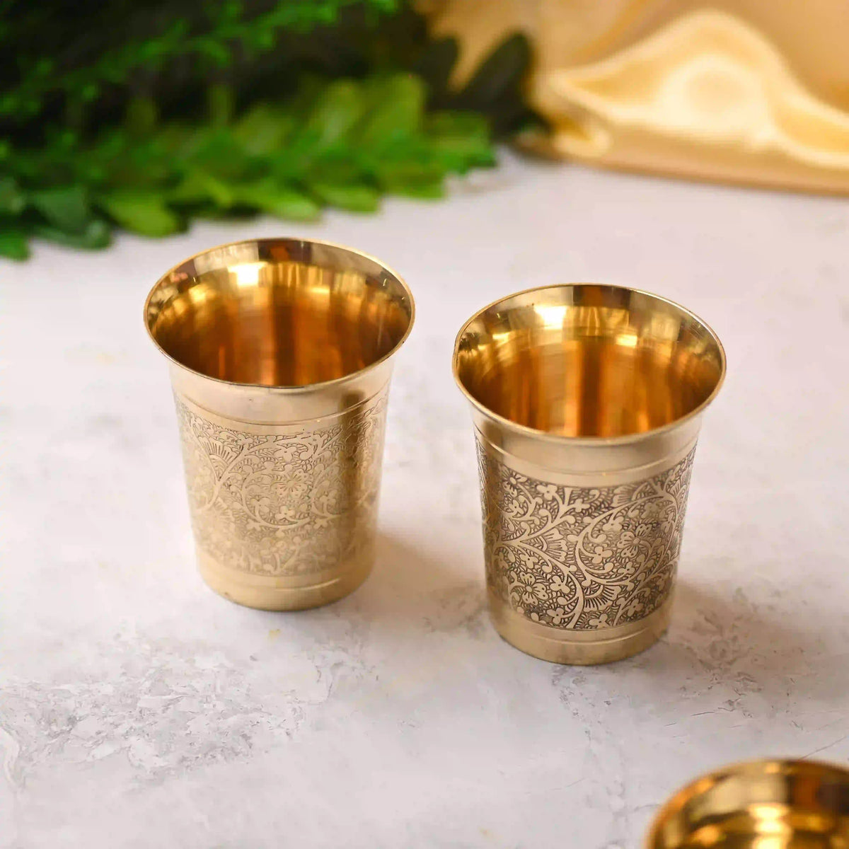 Brass Handcrafted Glass Pair (3.7 Inch) Vedansh Craft