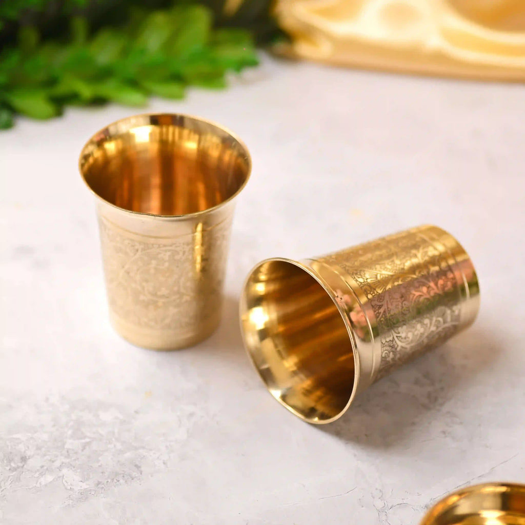 Brass Handcrafted Glass Pair (3.7 Inch) Vedansh Craft