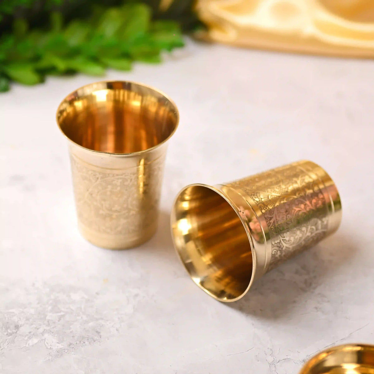 Brass Handcrafted Glass Pair (3.7 Inch) Vedansh Craft