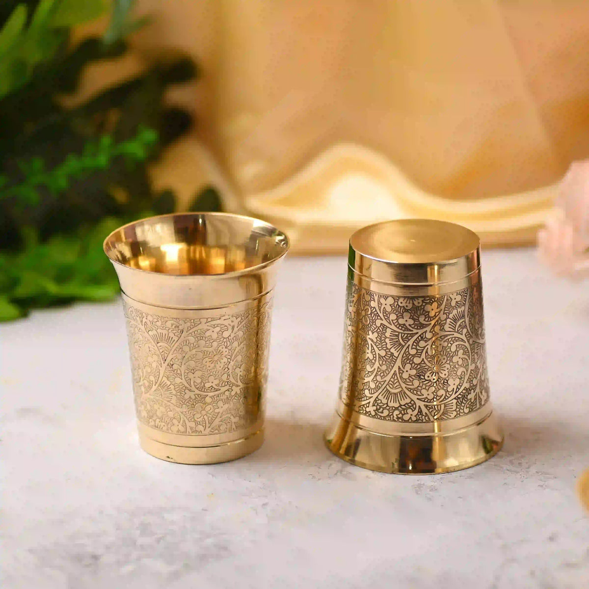 Brass Handcrafted Glass Pair (3.7 Inch) Vedansh Craft