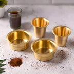 Brass Designer Coffee Davara Cup Pair (2.5 Inch) Vedansh Craft
