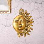 Brass Sun With Moon Wall Hanging – Handmade Premium Brass Decor (8.5 Inch) Vedansh Craft