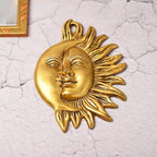Brass Sun With Moon Wall Hanging – Handmade Premium Brass Decor (8.5 Inch) Vedansh Craft