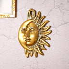 Brass Sun With Moon Wall Hanging – Handmade Premium Brass Decor (8.5 Inch) Vedansh Craft