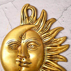 Brass Sun With Moon Wall Hanging – Handmade Premium Brass Decor (8.5 Inch) Vedansh Craft