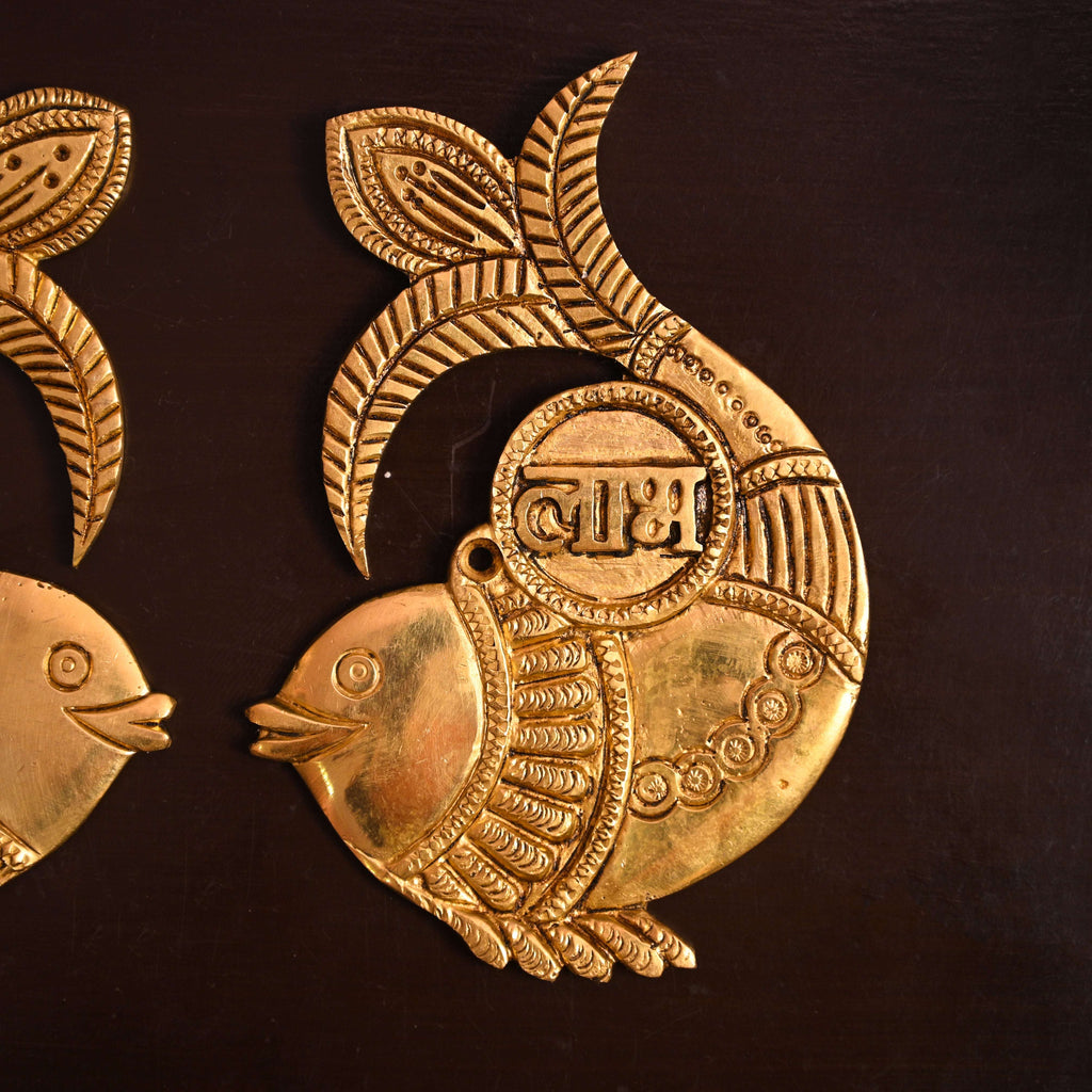 Brass Fish Shubh Labh Wall Hanging Set (6 Inch) Vedansh Craft