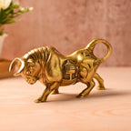 Brass Roaring Bull Statue – Symbol of Strength & Prosperity (4.5 Inch) Vedansh Craft