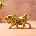 Brass Roaring Bull Statue – Symbol of Strength & Prosperity (4.5 Inch) Vedansh Craft