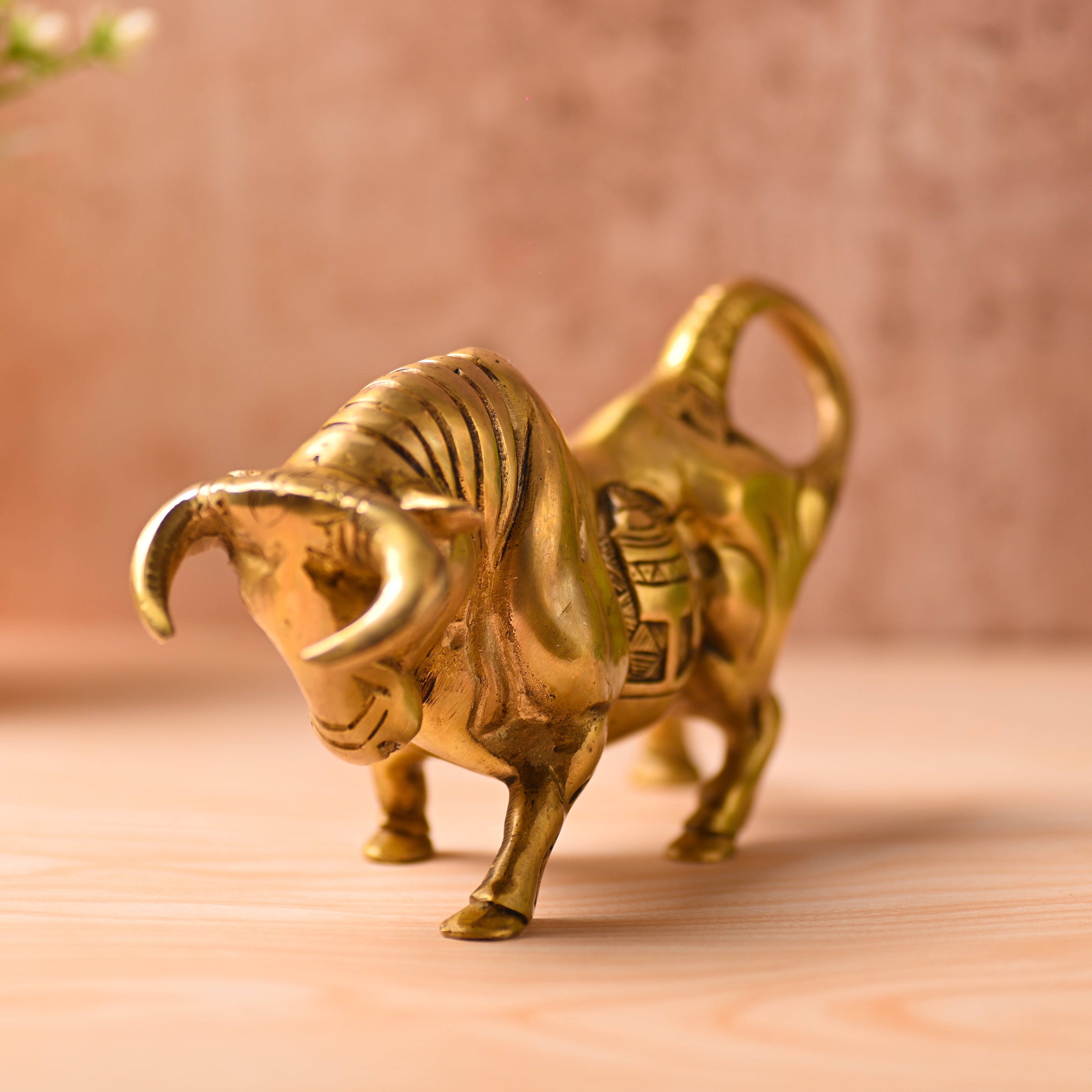 Brass Roaring Bull Statue – Symbol of Strength & Prosperity (4.5 Inch) Vedansh Craft