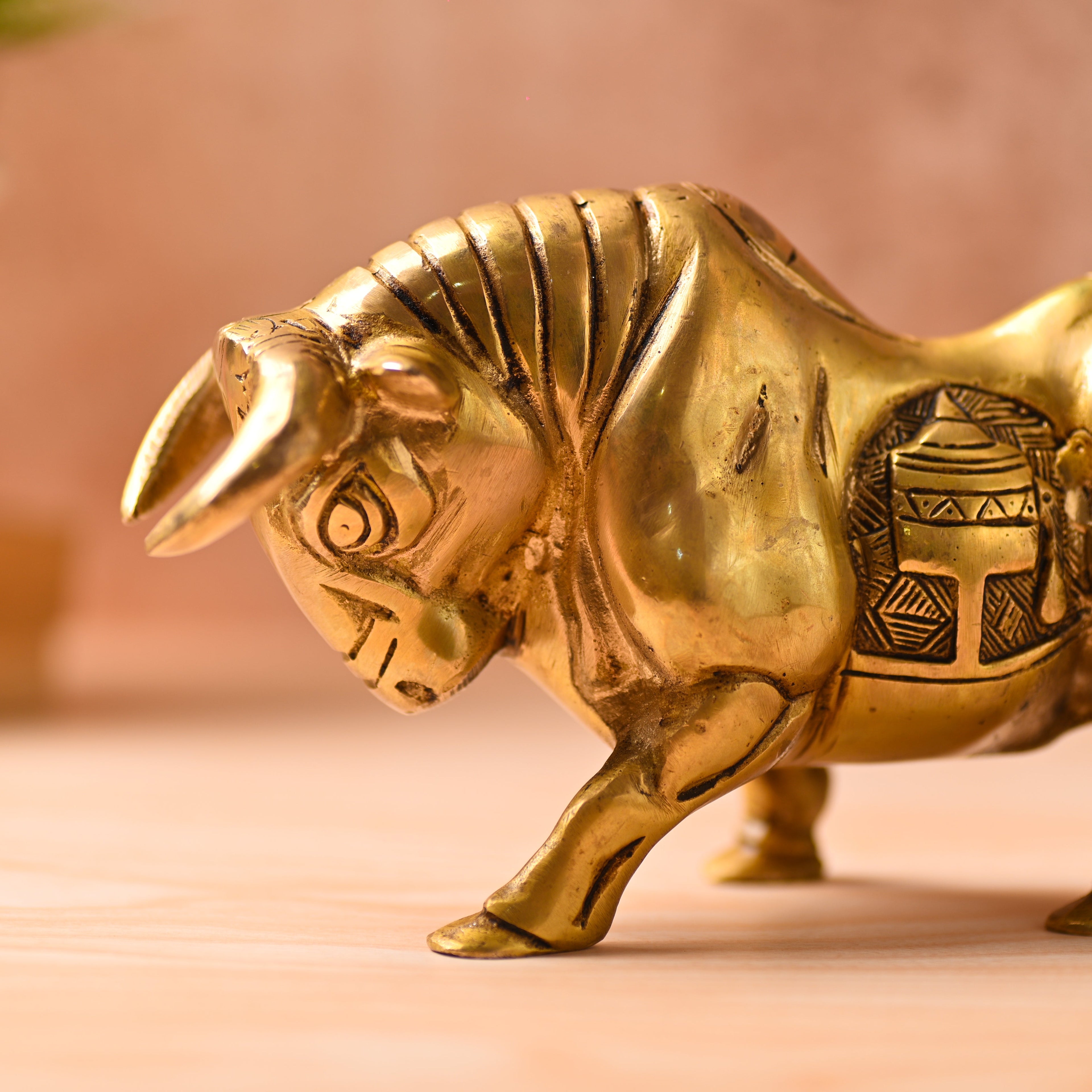 Brass Roaring Bull Statue – Symbol of Strength & Prosperity (4.5 Inch) Vedansh Craft